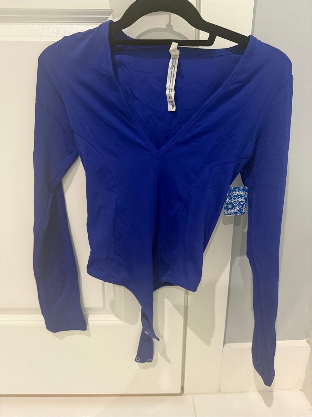 Free People New with tags Cobalt Blue V-Neck Long-Sleeve Bodysuit